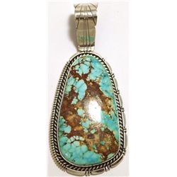 Navajo Dry Creek Turquoise Sterling Silver Pendant - Eugene Belone