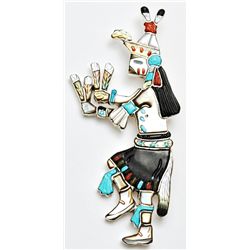 Navajo Multi-Stone Male Harvest Dancer Zuni Pendant & Pin - Andrea Shirley