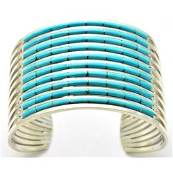 Zuni Turquoise Sterling Silver Cuff Bracelet - Anselm Wallace