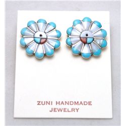 Zuni Multi-Stone Sun Design Earrings