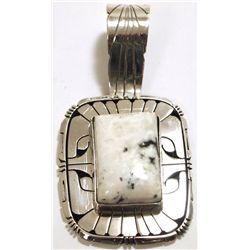 Navajo White Buffalo Sterling Silver Pendant - Eugene Belone