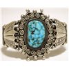 Image 1 : Old Pawn Navajo Spider Web Kingman Turquoise Sterling Silver Cuff Bracelet - DM