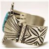 Image 3 : Old Pawn Navajo Spider Web Kingman Turquoise Sterling Silver Cuff Bracelet - DM