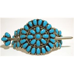 Navajo Turquoise Cluster Sterling Silver Hair Barrette - Juliana Williams