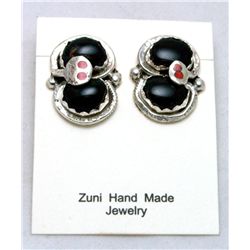 Zuni Onyx Medium Snake Earrings - Effie Calavaza