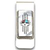 Image 1 : Zuni White Mother of Pearl Sun Design Money Clip - Hustito