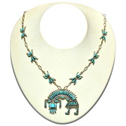 Zuni Turquoise Rainbow Kachina Necklace - Hugh & Agnes Bowekaty