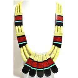 Santo Domingo Reversible Multi-Stone & Serpentine Heishi Necklace - Delbert & Torevia Crespin