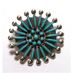 Zuni Turquoise Medium Flower Pendant & Pin