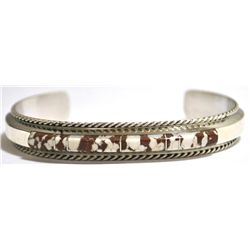 Navajo Wild Horse Sterling Silver Cuff Bracelet - Fran Yazzie