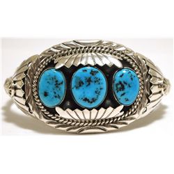 Navajo Sleeping Beauty Turquoise Sterling Silver Cuff Bracelet - Mary Ann Spencer