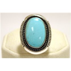 Navajo Turquoise Sterling Silver Women's Ring - Eugene Belone