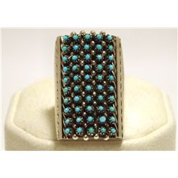 Zuni Turquoise Dots Sterling Silver Women's Ring - Sam Haloo