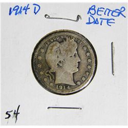 1914-D Barber Liberty Head Quarter