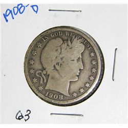 1908-D Barber Liberty Head Half Dollar