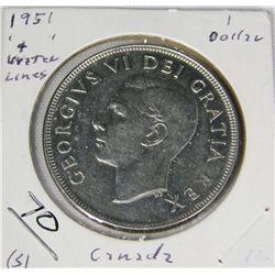 1951 Canadian .800 Silver Dollar BU