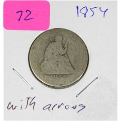 1854 Seated Liberty with Arrows Quarter