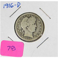 1916-D Barber Liberty Head Quarter