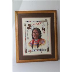 Indian Warrior cross-stitch art