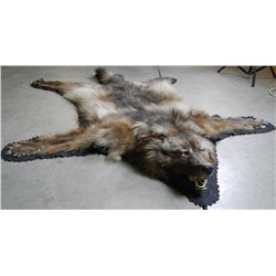 Black Grey Wolf Rug