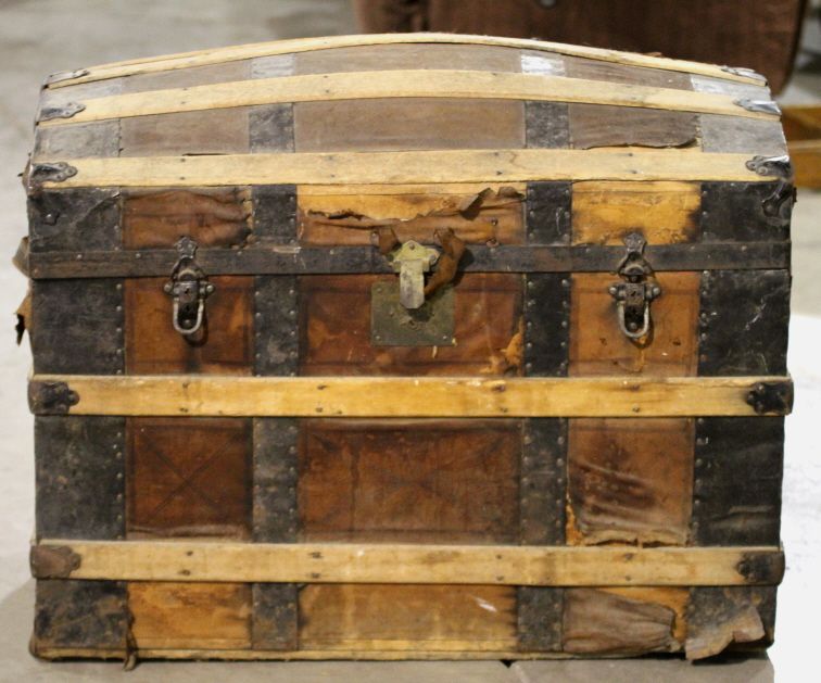 Antique Humpback Steamer Trunk