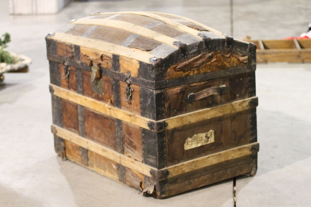 Antique Humpback Steamer Trunk