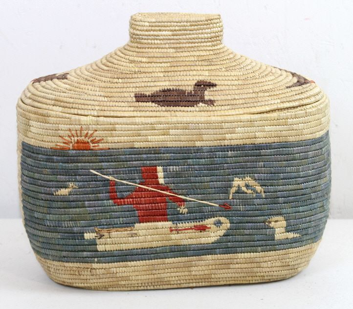 Yupik Eskimo Beach Grass Basket