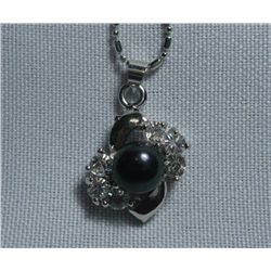 NOBLE BLACK PEARL CZ NECKLACE;