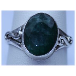 22.10 CTW EMERALD  RING .925 STERLING SILVER