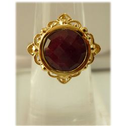 22.10 ctw 14K  Gold Plated silver Ruby Ring