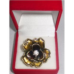 15CTW BROWN FLOWER CZ BRASS ADJUSTABLE RING