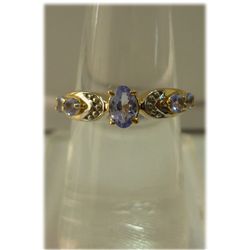 10.85 ctw 14K  Gold plated silver tanzanite Ring