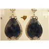 Image 1 : 128.7 CTW SAPPHIRE AND DIAMOND EARRINGS .925 STERLING S