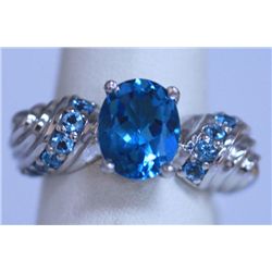 34.00 CTW BLUE TOPAZ RING .925 STERLING SILVER