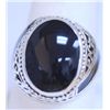 Image 1 : 37.70 CTW BLACK STAR RING .925 STERLING SILVER