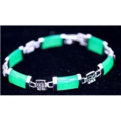 50.30 CTW GREEN JADE BRASS BRACELET
