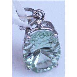 12.40 CTW GREEN AMETHYST PENDANT .925 STERLING SILVER