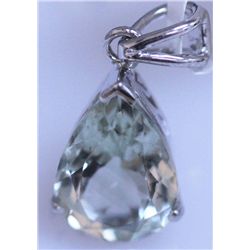 12.50 CTW GREEN AMETHYST PENDANT .925 STERLING SILVER