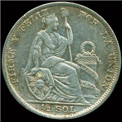 1927 Peru 1/2 Sol Silver VF (COI-013649)