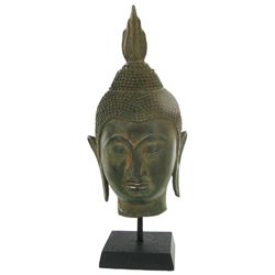 Bronze Thai Buddha Head on Base (CLB-001218)