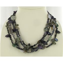 800twc Amethyst Agate Smoky Quartz Necklace (JEW-003661)