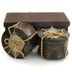 Sugarpalm Wood Candle Holder (DEC-000734)