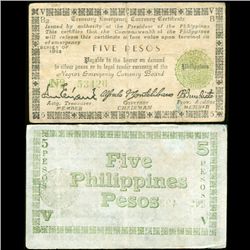 1943 WW2 Guerrilla Rebel Philippines 5P Note Negros (CUR-007235)