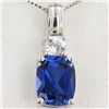 Image 2 : 43.3ct Lab Sapphire/Diamond White Gold Vermeil on Sterling Set (JEW-004157)
