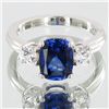 Image 3 : 43.3ct Lab Sapphire/Diamond White Gold Vermeil on Sterling Set (JEW-004157)