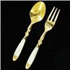 Image 1 : Handcrafted Brass & MOP Small Fork & Spoon Pair (DEC-000935)