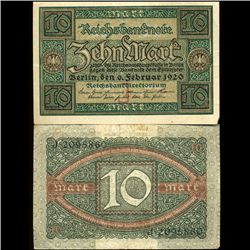 1920 Germany 10 Mark High Grade Note (CUR-003937)