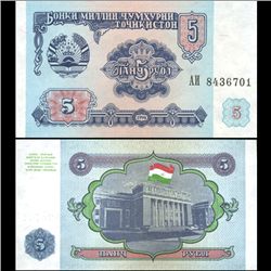 1994 Tajikistan 5 Ruble Crisp Uncirculated Note (CUR-006113)