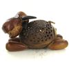 Image 2 : Coconut Shell Teak Bull Lamp (DEC-000677)
