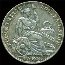 1934 Peru 1 Sol Silver XF ERROR (COI-013643)